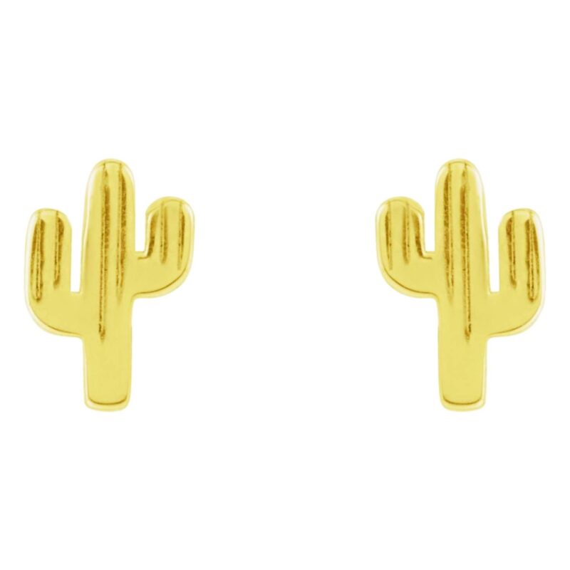 Cactus Stud Earrings 14K Gold