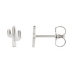 Cactus Stud Earrings 14K White Gold