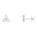 Celtic Trinity Knot Stud Earrings 14K White Gold