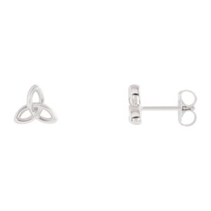 Celtic Trinity Knot Stud Earrings 14K White Gold