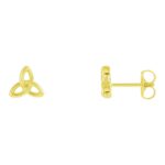 Celtic Trinity Knot Stud Earrings 14K Yellow Gold