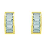 Channel Set Aquamarine Huggie Earrings 14K Gold