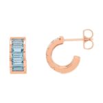 Channel Set Aquamarine Huggie Earrings 14K Rose Gold