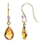 Citrine and Diamond Drop Earrings 14K Yellow Gold Citrine and Diamond Drop Earrings 14K Yellow Gold