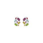 Colorful Multi-Gemstone J-Hoop Earrings Sterling Silver