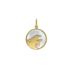 14K gold Mother of Pearl fish charm