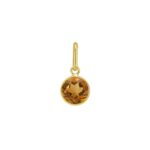 14K Yellow Gold Round Citrine Charm Pendant