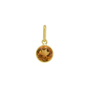 14K Yellow Gold Round Citrine Charm Pendant