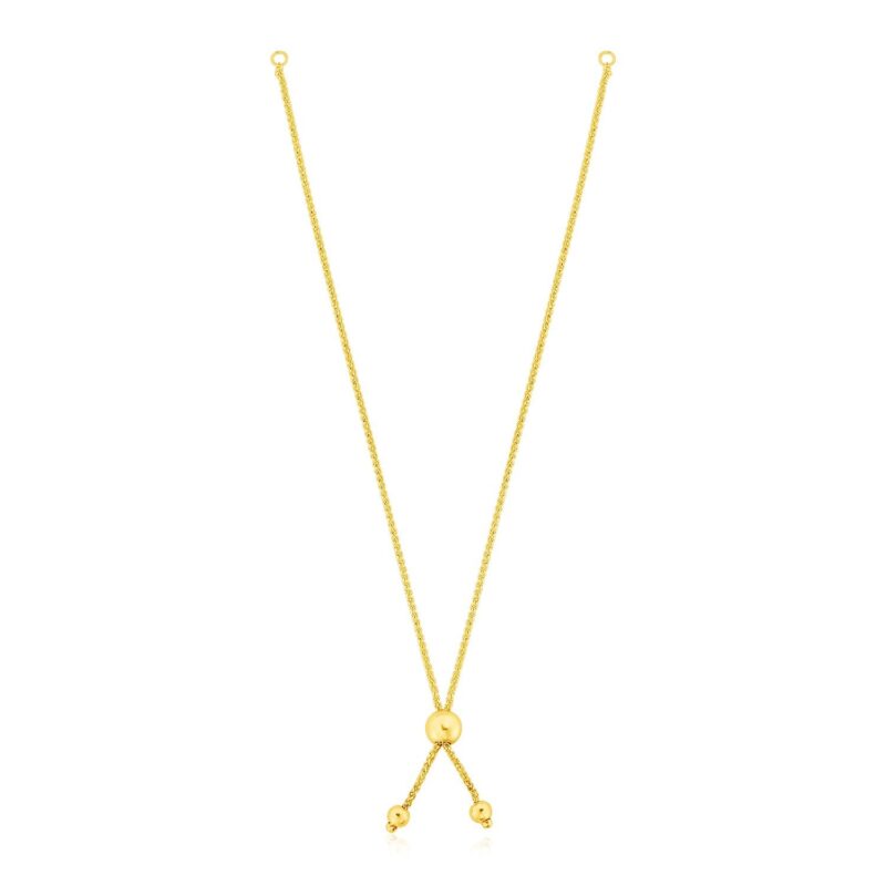 Adjustable Friendship Bracelet Chain with Ball Slide 14k Yellow Gold