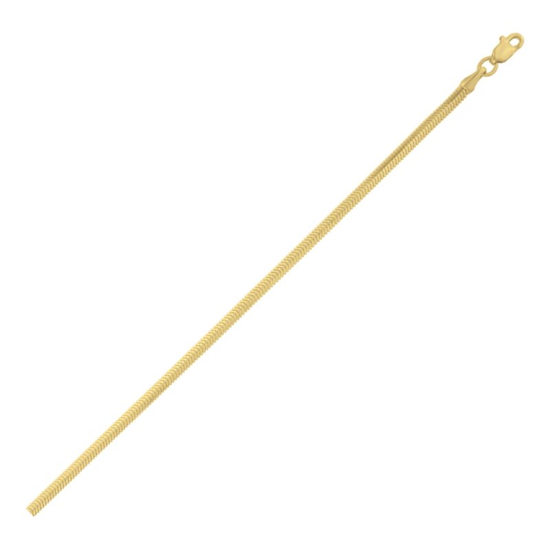 14K Yellow Gold Oval Snake Chain Bracelet 2.6 mm