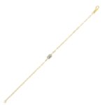 White Topaz Paperclip Bracelet 1.5 mm 14K Yellow Gold