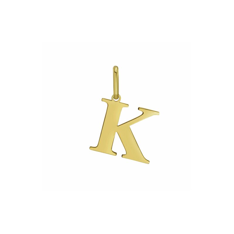 14K Yellow Gold Initial K Charm Pendant