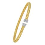 Endcaps Diamond Tubogas Cuff Bangle 4 mm 14K Yellow Gold Endcaps Diamond Tubogas Cuff Bangle 4 mm 14K Yellow Gold