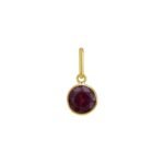 14K Yellow Gold Round Ruby Charm Pendant
