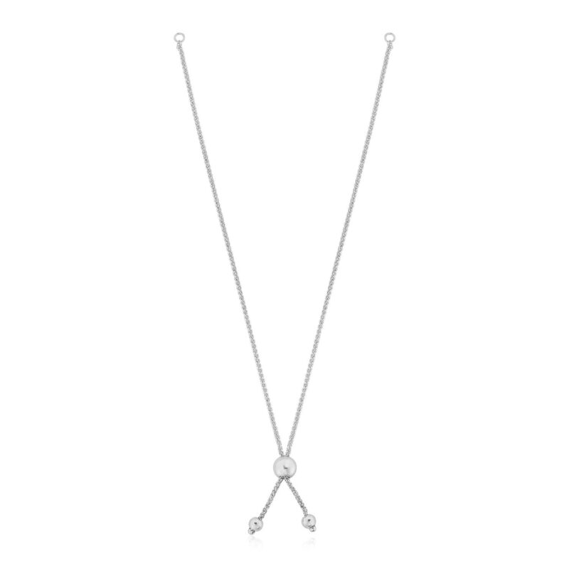 Adjustable Friendship Bracelet Chain with Ball Slide 14k White Gold