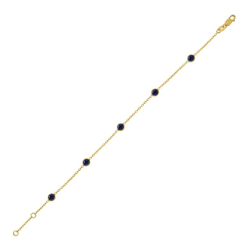 Blue Sapphire Station Bracelet 14K Yellow Gold