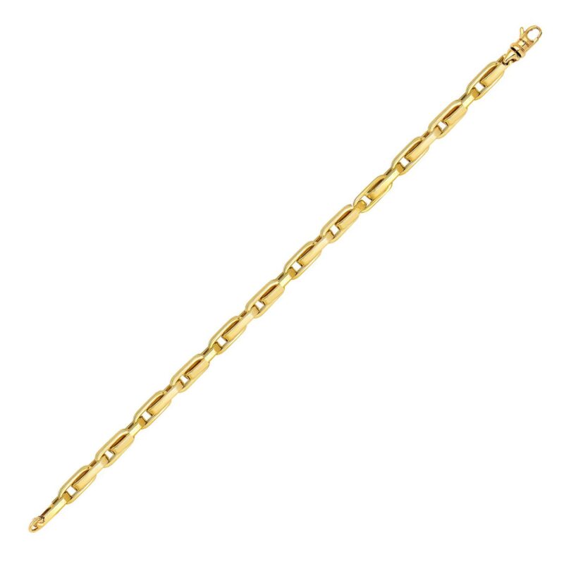 Fancy Oval Box Link Bracelet 14K Yellow Gold