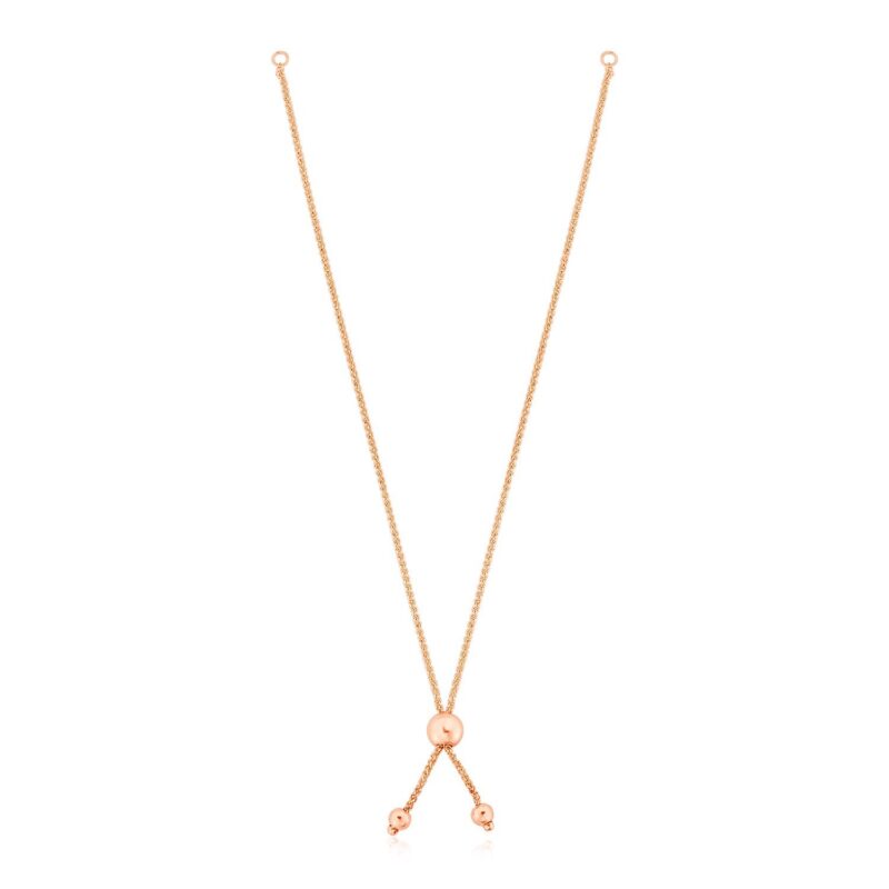Adjustable Friendship Bracelet Chain with Ball Slide 14k Rose Gold