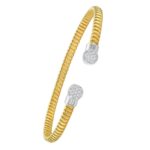 Diamond Round End Tubogas Cuff Bangle 4 mm 14K Yellow Gold Diamond Round End Tubogas Cuff Bangle 4 mm 14K Yellow Gold