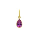 Pear Shaped Pink Sapphire Charm Pendant 14K Yellow Gold