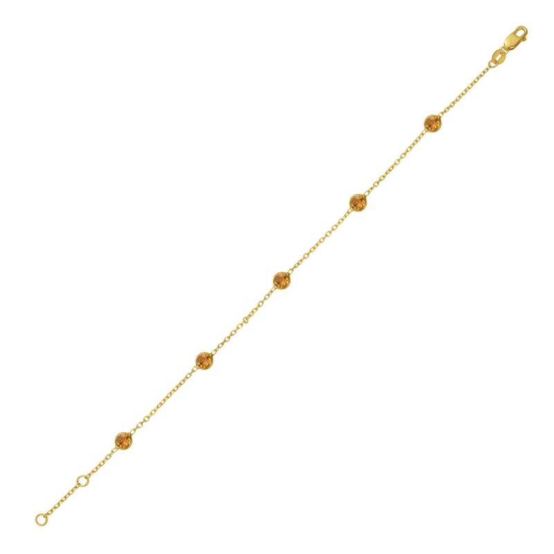 Citrine Station Bracelet 14K Yellow Gold