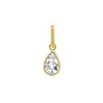 Pear Cut Aqua Charm Pendant 14K Yellow Gold