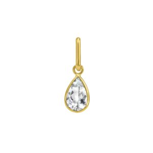 Pear Cut Aqua Charm Pendant 14K Yellow Gold