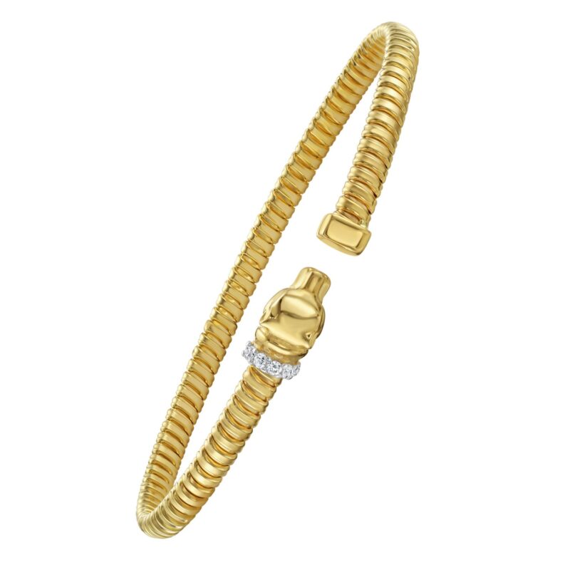 Tubogas Panther Cuff with Diamonds 3.9 mm 14K Yellow Gold