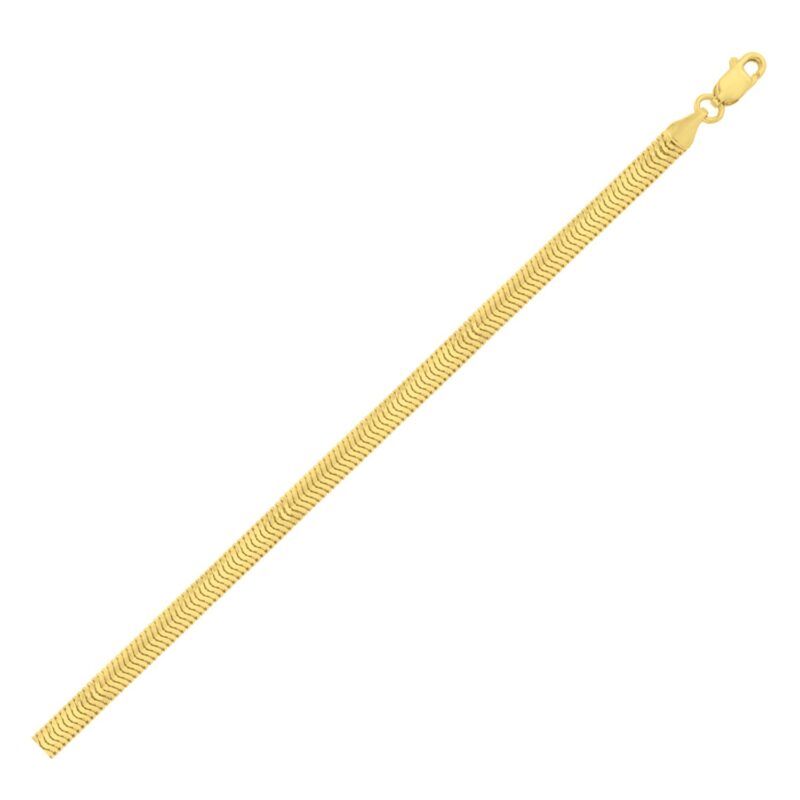 14K Yellow Gold Oval Snake Chain Necklace 4.4 mm 16, 18 & 20 Inch