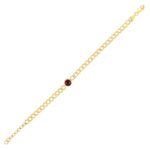 14K Yellow Gold Garnet Curb Chain Bracelet 3.6 mm 14K Yellow Gold Garnet Curb Chain Bracelet 3.6 mm
