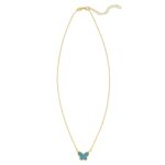 Primavera Turquoise Butterfly Necklace 14K Yellow Gold
