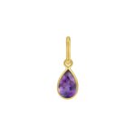 Pear Shaped Amethyst Charm Pendant 14K Yellow Gold