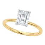 3 Carat Emerald Lab Grown IGI G/VS1 Diamond Solitaire Ring in 14K Yellow Gold 3 Carat Emerald Lab Grown IGI G/VS1 Diamond Solitaire Ring in 14K Yellow Gold