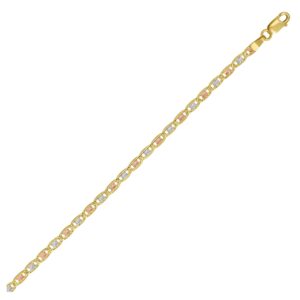 14K Tri Color Gold Pave Valentino Chain Necklace 3mm