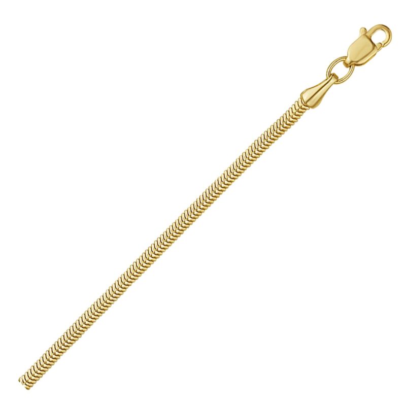 2 mm Oval Snake Chain Necklace 14K Yellow Gold