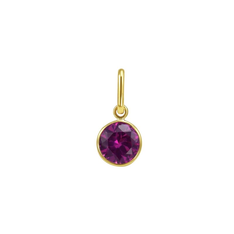 Round Pink Sapphire Charm Pendant 14K Yellow Gold