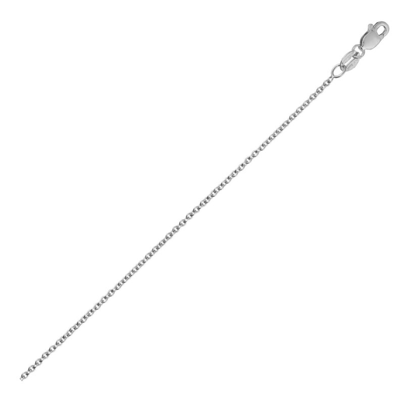 14k White Gold Round Cable Link Chain 2.4 mm