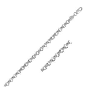 14k White Gold Diamond Cut Cable Link Chain 3.7 mm