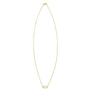 Hexagon Mother Of Pearl Pendant Necklace 14K Yellow Gold