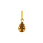Pear Citrine Charm Pendant 14K Yellow Gold