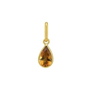 Pear Citrine Charm Pendant 14K Yellow Gold