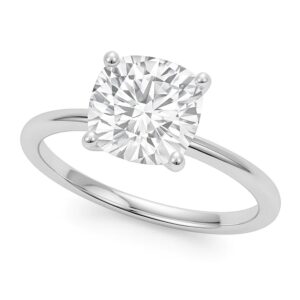 5 Carat Cushion Lab Grown IGI G/VS1 Diamond Solitaire Ring in 14K White Gold