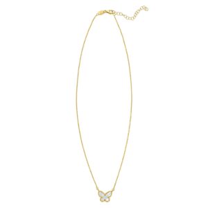 Primavera Mother of Pearl Butterfly Necklace 14K Yellow Gold