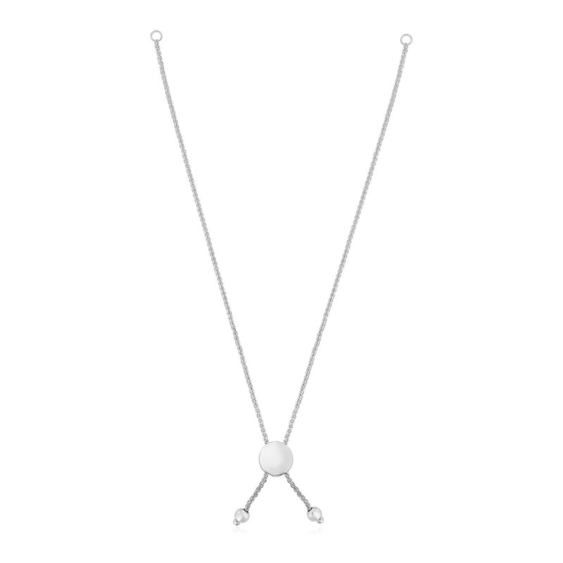 Adjustable Friendship Bracelet Chain with Disc Slide 14k White Gold