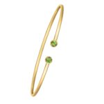 Peridot Open Cuff Bangle 2 mm 14K Yellow Gold Peridot Open Cuff Bangle 2 mm 14K Yellow Gold