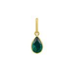 Pear Shaped Emerald Charm Pendant 14K Yellow Gold