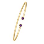 Amethyst Open Cuff Bangle 2 mm 14K Yellow Gold Amethyst Open Cuff Bangle 2 mm 14K Yellow Gold