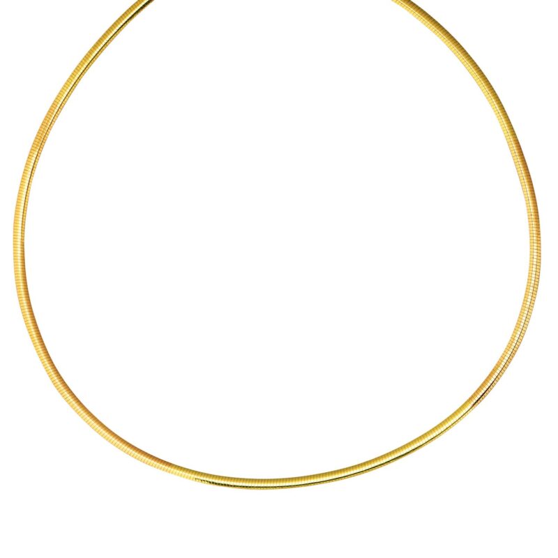 Reversible Omega Chain Necklace 3 mm 14K Yellow Gold And Silver