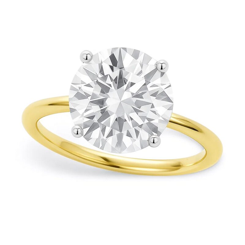 5 Carat Round Cut Lab Grown Diamond Solitaire Ring 14K Yellow Gold