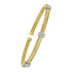 14K Yellow Gold Diamond Triple Station Tubogas Cuff 14K Yellow Gold Diamond Triple Station Tubogas Cuff